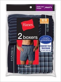 Hanes Mens Red Label Exposed Elastic Waistband Boxers 2 Pack -Outfit Fashion Shop 841VTYalt1