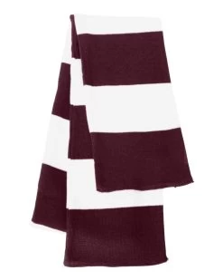 Sportsman Rugby-Striped Knit Scarf, One Size, White/Heather Grey -Outfit Fashion Shop 922e12f1 f3ca 477a 9669 0f7b238c67c0
