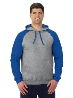Jerzees Mens NuBlend Color-Block Raglan Pull Over Hooded Sweatshirt -Outfit Fashion Shop 96CR oxford royal front.728f83ea8083646d