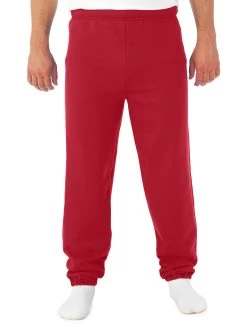 Jerzees Mens NuBlend Elastic Bottom Sweatpants -Outfit Fashion Shop 973MR true red front.b1ff7af8b2af90a4