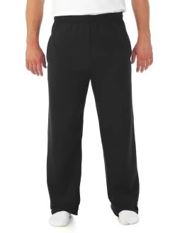 Jerzees Mens NuBlend Pocketed Open-Bottom Sweatpants -Outfit Fashion Shop 974MPR black front.3fa8058affefb485