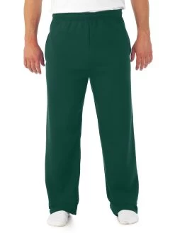 Jerzees Mens NuBlend Pocketed Open-Bottom Sweatpants -Outfit Fashion Shop 974MPR forest green front.cf37e234a8d4e563