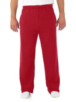 Jerzees Mens NuBlend Pocketed Open-Bottom Sweatpants -Outfit Fashion Shop 974MPR true red front.909b79a686c9744e