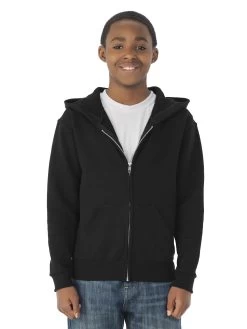 Jerzees Youth NuBlend Full Zip Hooded Sweatshirt 24 Jerzees Youth NuBlend Full Zip Hooded Sweatshirt -Outfit Fashion Shop 993BR black front.463e19284eb207ea