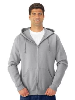 Jerzees Adult NuBlend Full Zip Hooded Sweatshirt -Outfit Fashion Shop 993MR athletic heather front.6e7c279deb554d4a