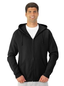 Jerzees Adult NuBlend Full Zip Hooded Sweatshirt -Outfit Fashion Shop 993MR black front.7ab0d05ae9561b53