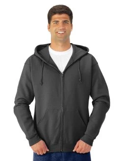 Jerzees Adult NuBlend Full Zip Hooded Sweatshirt -Outfit Fashion Shop 993MR black heather front.fb3958f01912f9b7