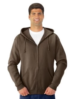Jerzees Adult NuBlend Full Zip Hooded Sweatshirt -Outfit Fashion Shop 993MR chocolate front.2ad5f31cc1f813e3