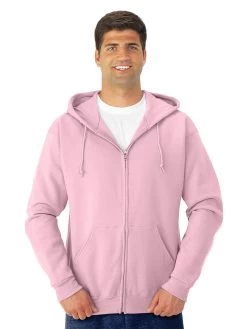 Jerzees Adult NuBlend Full Zip Hooded Sweatshirt -Outfit Fashion Shop 993MR classic pink front.b79b70df5a7723f4