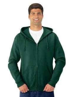 Jerzees Adult NuBlend Full Zip Hooded Sweatshirt -Outfit Fashion Shop 993MR forest green front.6ca6e01f0063aa4a