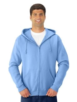 Jerzees Adult NuBlend Full Zip Hooded Sweatshirt -Outfit Fashion Shop 993MR light blue front.961ff2e9cff8a7e0