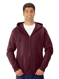 Jerzees Adult NuBlend Full Zip Hooded Sweatshirt -Outfit Fashion Shop 993MR maroon front.fe0b91da62c393db