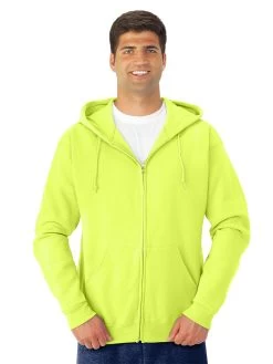 Jerzees Adult NuBlend Full Zip Hooded Sweatshirt -Outfit Fashion Shop 993MR safety green front.6015ee56e856a65d 80d219ab 6703 4b10 81df a766f8a2bf1a