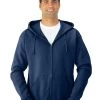 Jerzees Adult NuBlend Full Zip Hooded Sweatshirt -Outfit Fashion Shop 993MR vintage heather navy front.405e1c80c6444196