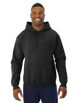 Jerzees Mens NuBlend Pull Over Hooded Sweatshirt -Outfit Fashion Shop 996MR black front.fb285bb4175ad404