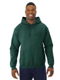 Jerzees Mens NuBlend Pull Over Hooded Sweatshirt -Outfit Fashion Shop 996MR forest green front.5ef50c252fd786b1