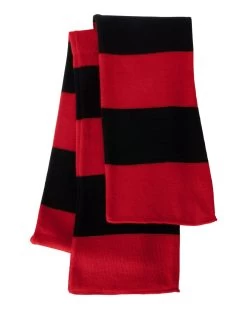 Sportsman Rugby-Striped Knit Scarf, One Size, White/Heather Grey -Outfit Fashion Shop 9b2aef19 85af 4f9b adbf aa29c5fc1958