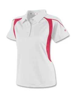 Champion Double Dry Colorblock Women's Polo Shirt -Outfit Fashion Shop CHP CH317 WhiteScarlet