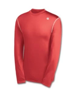 Champion Double Dry Long-Sleeve Men's Compression T Shirt -Outfit Fashion Shop CHP CT0625 Scarlet