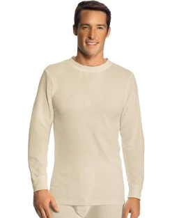 Hanes Men's Thermal Crew Neck -Outfit Fashion Shop EBY 22803 Natural