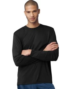 Hanes Men’s Cool Dri Long Sleeve Performance T-Shirt -Outfit Fashion Shop EBY 24270 Black