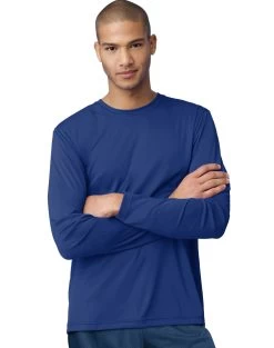 Hanes Men’s Cool Dri Long Sleeve Performance T-Shirt -Outfit Fashion Shop EBY 24270 DeepRoyal