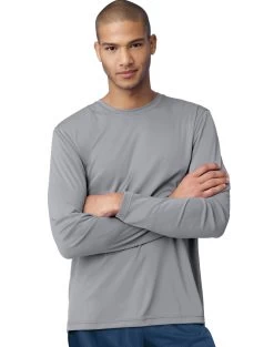 Hanes Men’s Cool Dri Long Sleeve Performance T-Shirt -Outfit Fashion Shop EBY 24270 Graphite