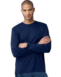 Hanes Men’s Cool Dri Long Sleeve Performance T-Shirt -Outfit Fashion Shop EBY 24270 Navy