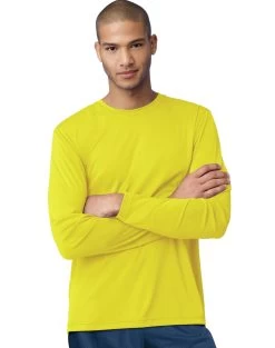 Hanes Men’s Cool Dri Long Sleeve Performance T-Shirt -Outfit Fashion Shop EBY 24270 SafetyGreen