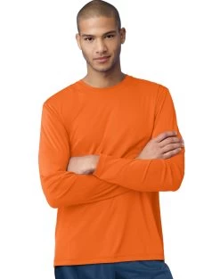 Hanes Men’s Cool Dri Long Sleeve Performance T-Shirt -Outfit Fashion Shop EBY 24270 SafetyOrange