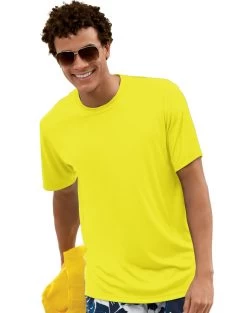 Hanes Cool DRI TAGLESS Men's T-Shirt 40 Hanes Cool DRI TAGLESS Men's T-Shirt -Outfit Fashion Shop EBY H4820 SafetyGreen