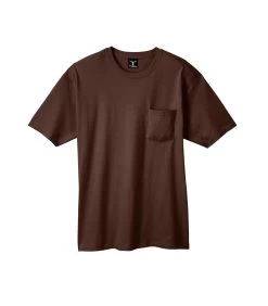 Hanes Beefy-T Adult Pocket T-Shirt -Outfit Fashion Shop EBY H5190 Brown