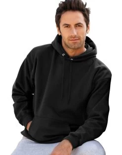 Hanes Ultimate Cotton Pullover Fleece Men's Hood 10 Oz 24 Hanes Ultimate Cotton Pullover Fleece Men's Hood 10 Oz -Outfit Fashion Shop EBY HF170 Black