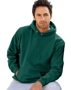 Hanes Ultimate Cotton Pullover Fleece Men's Hood 10 Oz 28 Hanes Ultimate Cotton Pullover Fleece Men's Hood 10 Oz -Outfit Fashion Shop EBY HF170 DeepForest