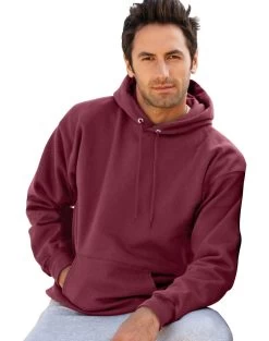 Hanes Ultimate Cotton Pullover Fleece Men's Hood 10 Oz 35 Hanes Ultimate Cotton Pullover Fleece Men's Hood 10 Oz -Outfit Fashion Shop EBY HF170 Maroon