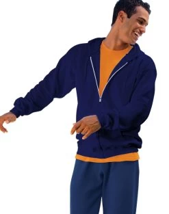 Hanes Ultimate Cotton Full-Zip Fleece Hood 10 Oz 29 Hanes Ultimate Cotton Full-Zip Fleece Hood 10 Oz -Outfit Fashion Shop EBY HF280 DeepNavy