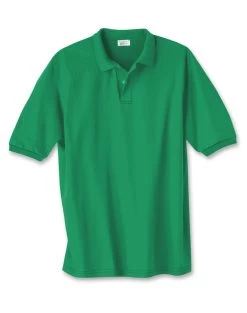 Hanes Cotton-Blend Jersey Men's Polo -Outfit Fashion Shop EBY HX054 KellyGreen