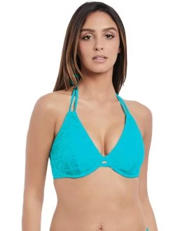 Freya Womens Sundance Underwire Bandless Halter Bikini Top -Outfit Fashion Shop FREYA SWIM SUNDANCE DEEP OCEAN UW BANDLESS HALTER BIKINI TOP AS3971 F TRADE 3000 SS18