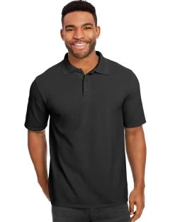 Hanes Men`s X-Temp Fresh IQ Pique Polo -Outfit Fashion Shop HBI 055P1 Black