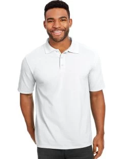 Hanes Men`s X-Temp Fresh IQ Pique Polo -Outfit Fashion Shop HBI 055P1 White