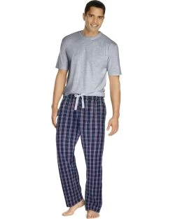 Hanes Mens Sleep Set With Woven Knit Pants
