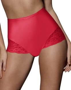 Bali Firm Control Lace Inset Brief 2-Pack - Best-Seller -Outfit Fashion Shop HBI 22449 DeepRedIcing