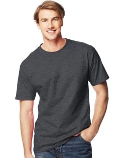 Hanes Men's Beefy-T Tall T-Shirt -Outfit Fashion Shop HBI 24737 CharcoalHeather