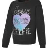 Hanes Girls` EcoSmart Graphic Crewneck Sweatshirt -Outfit Fashion Shop HBI 28467 LoveYourSelfieBlack