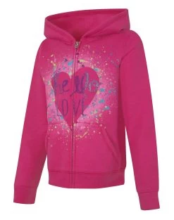 Hanes Girls` ComfortSoft EcoSmart Full-Zip Hoodie Sweatshirt -Outfit Fashion Shop HBI 28472 HeartAmaranth