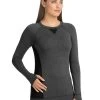 Warm & Cuddly By Cuddl Duds Womens Fleece Crew -Outfit Fashion Shop HBI 29276 BlackHeatherBlack