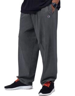 Champion Big & Tall Men`s Jersey Pants With Elastic Bottom -Outfit Fashion Shop HBI CHB306 GraniteHeather