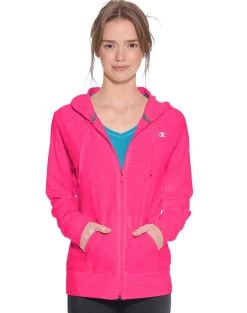 Champion Women`s Authentic Jersey Jacket -Outfit Fashion Shop HBI CJ7418 PinkBloomHeather