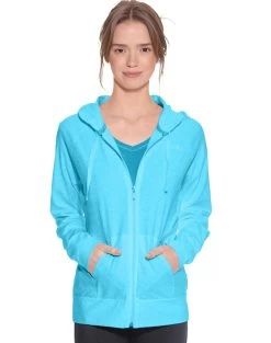 Champion Women`s Authentic Jersey Jacket -Outfit Fashion Shop HBI CJ7418 TurqWatersHeather