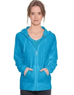Champion Women`s Authentic Jersey Jacket -Outfit Fashion Shop HBI CJ7418 UnderwaterBlueHeather